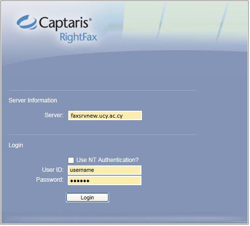 NT Authentication δεν είναι επιλεγμένη 3 4 Εισάγετε την ακόλουθη πληροφορία στο πεδίο Server: faxsrvnew.ucy.ac.