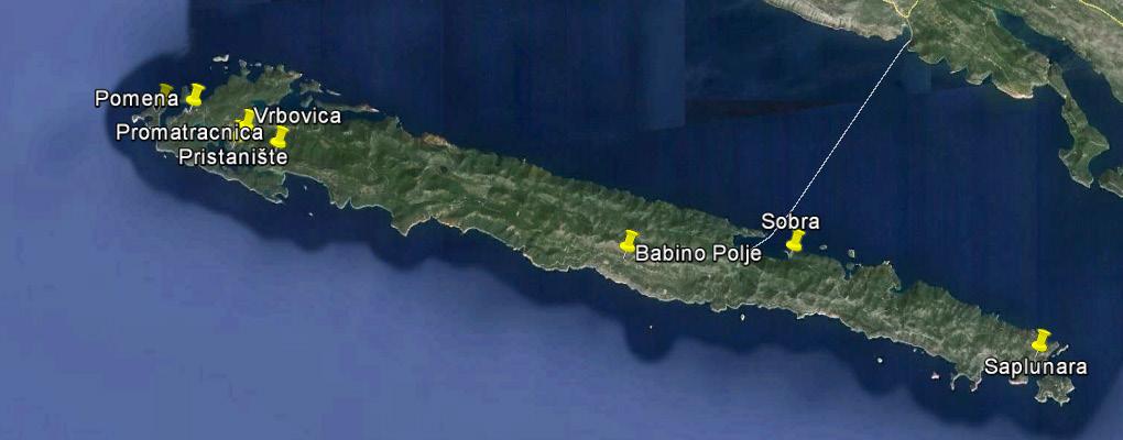 6.6 Υποδομές και Δημόσιες Συμβάσεις των Ηλεκτροκίνητων Οχημάτων από το Πανεπιστήμιο του Zagreb (UNIZAG FSB), Κροατία Πιθανές θέσεις για τους σταθμούς φόρτισης στο νησί Mljet Δράση Τα νησιά του νομού