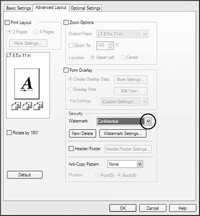 1. Κάντε κλικ στην καρτέλα Advanced Layout. 2. Επιλέξτε το υδατογράφημα που θέλετε να χρησιμοποιήσετε από την αναπτυσσόμενη λίστα Watermark. 3.