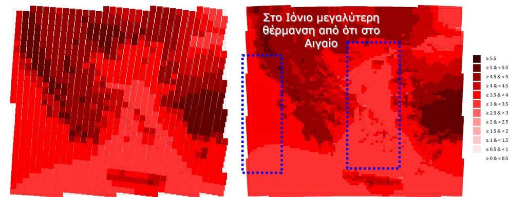 37 - Θερμοκρασία του Αέρα Καλοκαίρι (ΜΠ2 2071-2100)] Παρόλο που οι χάρτες