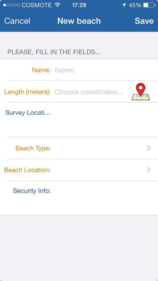 MLW APP: Ορισμός Νέας Παραλίας Ορίζουμε τα χαρακτηριστικά της παραλίας