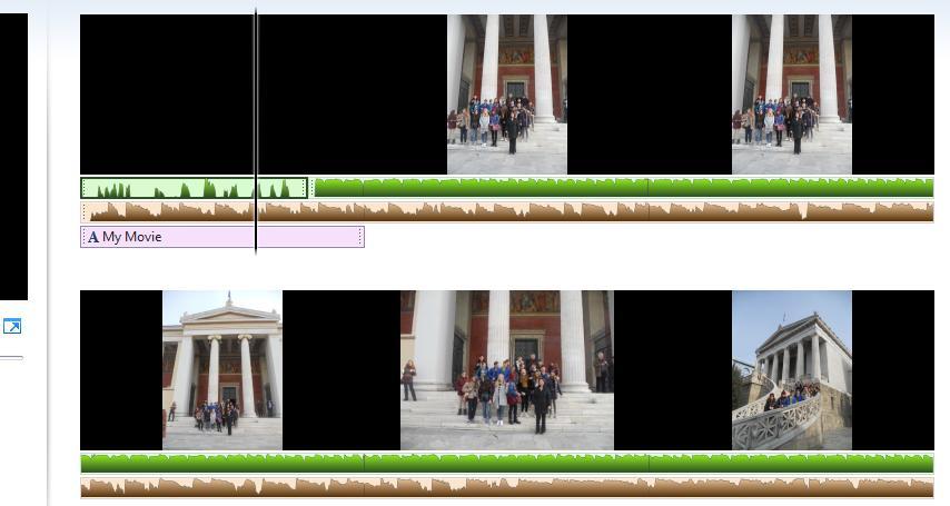 Αυτό το υλικό λοιπόν εμφανίζεται στο κεντρικό παράθυρο του movie maker. Το βάζουμε στη σειρά που επιθυμούμε, σέρνοντας π.χ. μία εικόνα πριν ή μετά από άλλες. 3.