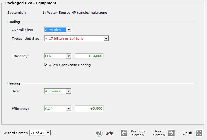 Βήμα 3 ο : Packaged HVAC Equipment Ιδιότητες Του Εξοπλισμού Θέρμανσης Και Ψύξης Coοling : Στο πεδίο Overall size αφήνεται το προεπιλεγμένο Auto-size.