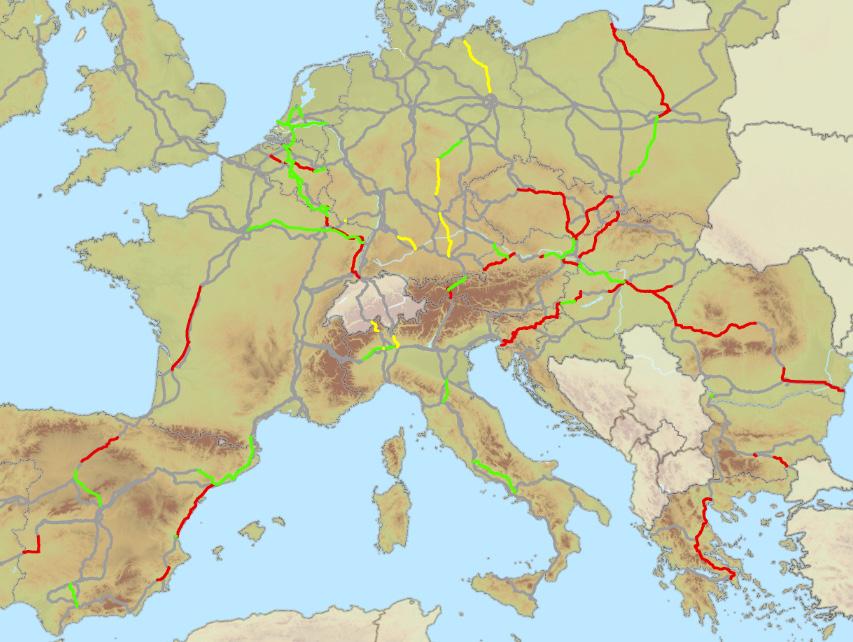 32 40. Μέχρι στιγμής, η ανάπτυξη του ERTMS έχει υπάρξει αποσπασματική, καθώς πολλά τμήματα δεν συνδέονται μεταξύ τους (βλέπε γράφημα 5).