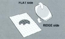 with ridge side down onto center