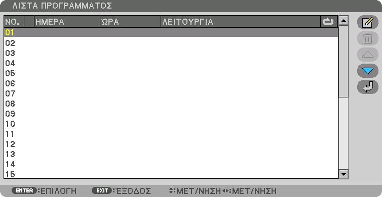 ΣΗΜΕΙΩΣΗ: Προτού χρησιμοποιήσετε την επιλογή [ΧΡΟΝΟΜΕΤΡΗΤ. ΠΡΟΓΡΑΜ.], βεβαιωθείτε ότι έχει οριστεί η λειτουργία [ΗΜΕΡΟΜΗΝΙΑ ΚΑΙ ΩΡΑ].