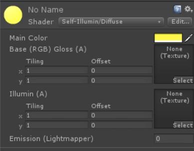 Εκτός από τα χρώματα μπορούμε να αλλάξουμε και τους shaders, και χρησιμοποιώντας ένα self illumin shader να δώσουμε έτσι στο πάνω μέρος του γλόμπου τη δυνατότητα να εκπέμπει φως (Εικόνα 4.2).