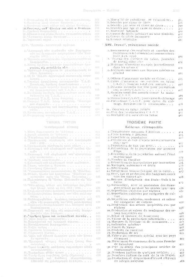 Περιεχόμενα Matière XIII 7. Θνησιμότης ξ λονοσίας κα φυματιώσεως. 8. Θανόντες κατ α τίαν θανάτου 9. Θανόντες κατ φ λον κα α τίαν θανάτου.. 10. Θανόντες καθ' λικίαν κα α τίαν θανάτου. 11.