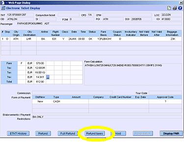 3. Refund Only Taxes επιτρέπεται µόνο στο e-ticket Τώρα µπορείτε να κάνετε refund µόνο για φόρους, επιλέγοντας το Refund only taxes πεδίο µέσα από το Sales report του GUI.