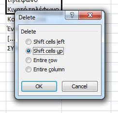 2.2 Διαγραφή, μετακίνηση και αντιγραφή κελιών Συχνά κατά την επεξεργασία Υπολογιστικών Φύλλων χρειάζεται να διαγράψουμε, μετακινήσουμε ή αντιγράψουμε κελιά, περιοχές κελιών, στήλες ή γραμμές.