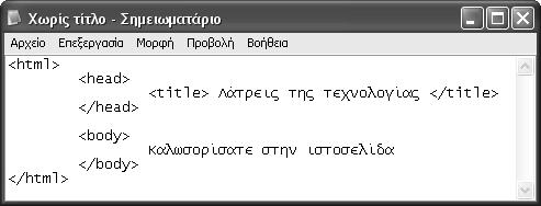 Μέρος 1: Δημιουργία ιστοσελίδων με κώδικα HTML Ο παρακάτω πίνακας παρουσιάζει τις βασικότερες ετικέτες που χρησιμοποιούμε κατά τη δημιουργία μιας ιστοσελίδας, καθώς και τον τρόπο με τον οποίο