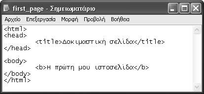 Μέρος 1: Δημιουργία ιστοσελίδων με κώδικα HTML Ακολουθεί το κείμενο ή το αντικείμενο στο οποίο θα εφαρμοστεί η εντολή.