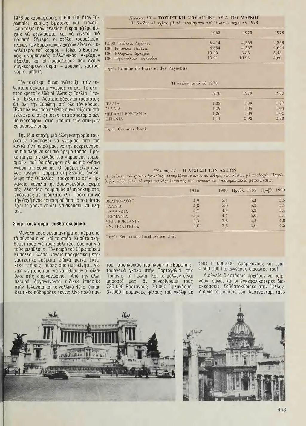 1978 σὲ κρουαζιέρες, σί 600.000 ἦταν Ευ-, ρωπατοι (κυρίως Βρετανοὶ καὶ Ἰταλοί). Ἀπὸ ταξίδι πολυτελείας, ἡ κρουαζιέρα ἁρχισε νὸ ἐξελίσσεται καὶ v0 γίνεται πιὸ προσιτή.