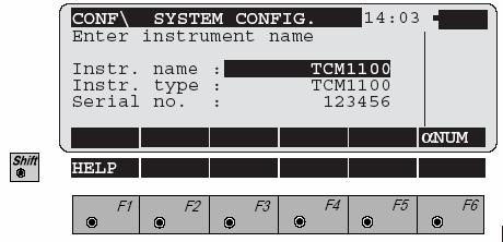 Identificarea instrumentului Activeaza functia din dialogul Configuratia sistemului Afiseaza numele instrumentului, tipul si numarul de serie.