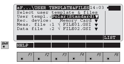 Configuratiile si fisierele utilizatorului (1) Alegere: - sablon utilizator - transportor de date - fisier de masuratori pentru