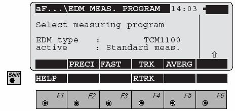 Programul de masurare EDM (2) Selectati programul necesar de masurare EDM. Masurare standard.