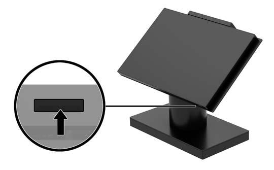 Εντοπισμός του κουμπιού λειτουργίας ElitePOS Το κουμπί λειτουργίας του υπολογιστή βρίσκεται στην κάτω δεξιά πλευρά της πρόσοψης.