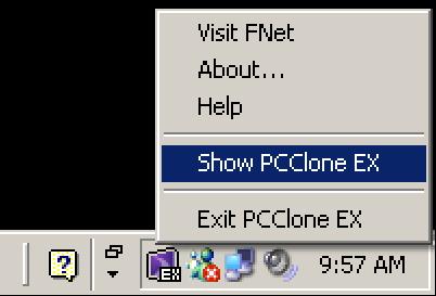 Μετά την εγκατάσταση, το εικονίδιο PCCloneEX θα εμφανίζεται στην περιοχή ειδοποιήσεων της επιφάνειας εργασίας.