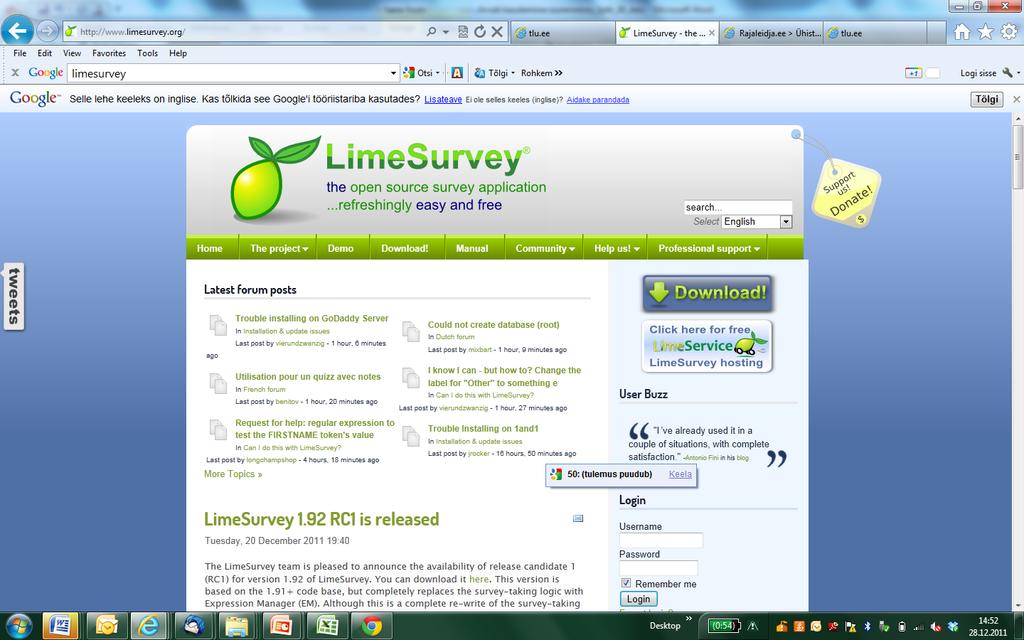 Eraldi hinnad kehtivad üldhariduskoolidele ning kutsehariduskeskustele. Lime Survey on vabatarkvaraline küsitluse loomise tarkvara, mille kasutamine eeldab tarkvara installeerimist arvutisse.