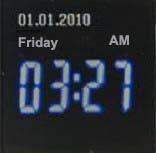 3. Περιγραφή Οθονών Λειτουργίας Πατώντας το κάτω αριστερά κουμπί (λειτουργίας) θα εμφανισθεί η κάτω οθόνη που δείχνει την τρέχουσα ώρα και ημερομηνία Πατώντας το κάτω αριστερά κουμπί