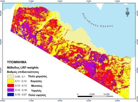 Σενάριο 4 Λιθολογία 0,71 0,67 0,63 0,63 0,71 0,63 0,71 0,67 3 0,333 0,1990 Σενάριο 5 Βροχόπτωση 0,74 0,72 0,64 0,63 0,71 0,63 0,74 0,71 5 0,293 0,1751 Σενάριο 6 Κλίση 0,69