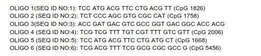 33 EE EP1968631 B1 1 2 Alternatiivsed CpG oligonukleotiidid võivad sisaldada eespool esitatud eelistatud järjestusi selles mõttes, et neile on tehtud ebaolulisi deletsioone või lisamisi.