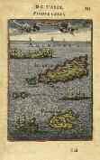 Επιχρωματισμένος χαλκόγραφος χάρτης του Ανατολικού Αιγαίου, κείμενο στην πίσω όψη. Πρώτη έκδοση.