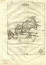 Χαλκόγραφος χάρτης του Αιγαίου Πελάγους. Διαστάσεις 14 χ 18,5 εκ., υγρασία.