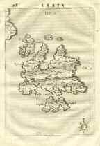 Χαλκόγραφος χάρτης της Πάρου, κείμενο στην πίσω όψη. Διαστάσεις 12,5 χ 18,5 εκ.