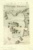 1592 BOSCHINI M. GATONISI, FERMACO. 1688. Χαλκόγραφος χάρτης του Αγαθονησίου, κείμενο στην πίσω όψη.