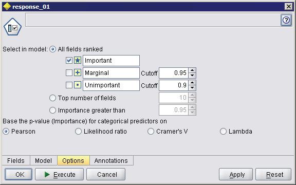 Εικόνα: Feature Selection Options tab Μετά από όλη αυτή την διαδικασία επιλογής