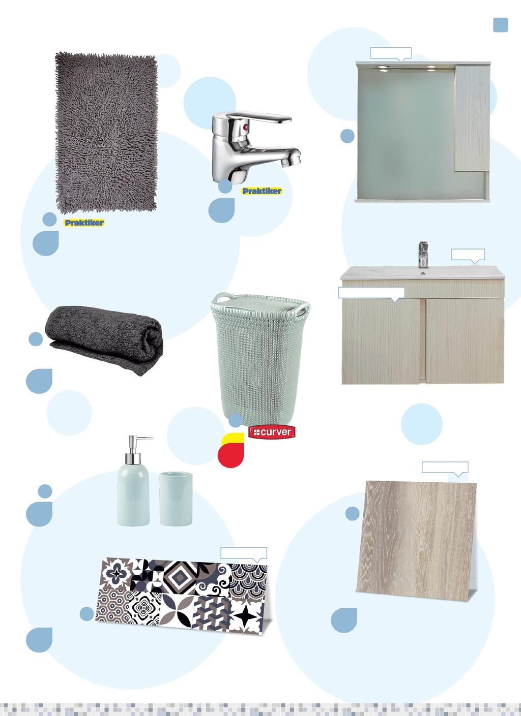 ΜΠΑΝΙΟ 03 Με φωτιστικό M:80 Π:50cm Υ:73 Π:68 Β:14,5cm 3 2 1 27,99 Μείκτης νιπτήρα MIA κωδ.367138 5,99 Ταπέτο μπάνιου SHAGGY 100% βαμβάκι κωδ.