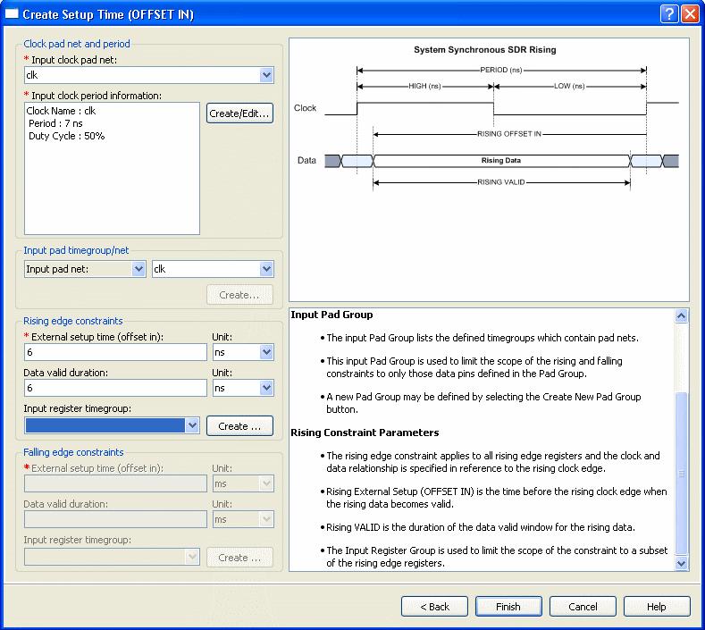 3. Στο External setup time (offset in) πεδίο