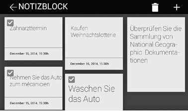 Bildschirm angezeigt. Sobald Sie die Einzelheiten eingegeben haben, aktivieren Sie den Alarm über die Schaltfläche. So löschen Sie einen Eintrag: Tippen Sie auf das Symbol.