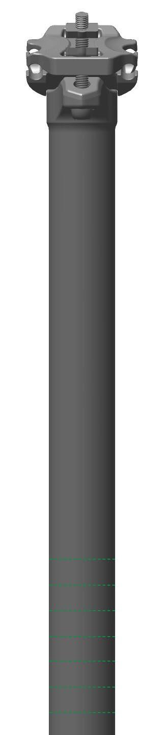 1 100 mm Account for the minimum insertion length and determine the final seatpost length as measured from the front of the seatpost. Mark a cut down line on the seatpost.