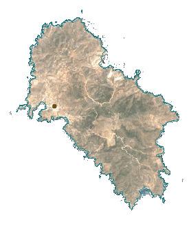 µ. απο το λιµάνι του Πειραιά. Καλύπτει µια έκταση 108 τετραγωνικών χιλιοµέτρων, έχει µήκος ακτών 87 χιλιόµετρα και έχει περίπου 1.838 κατοίκους (σύµφωνα µε την απογραφή του 2001).