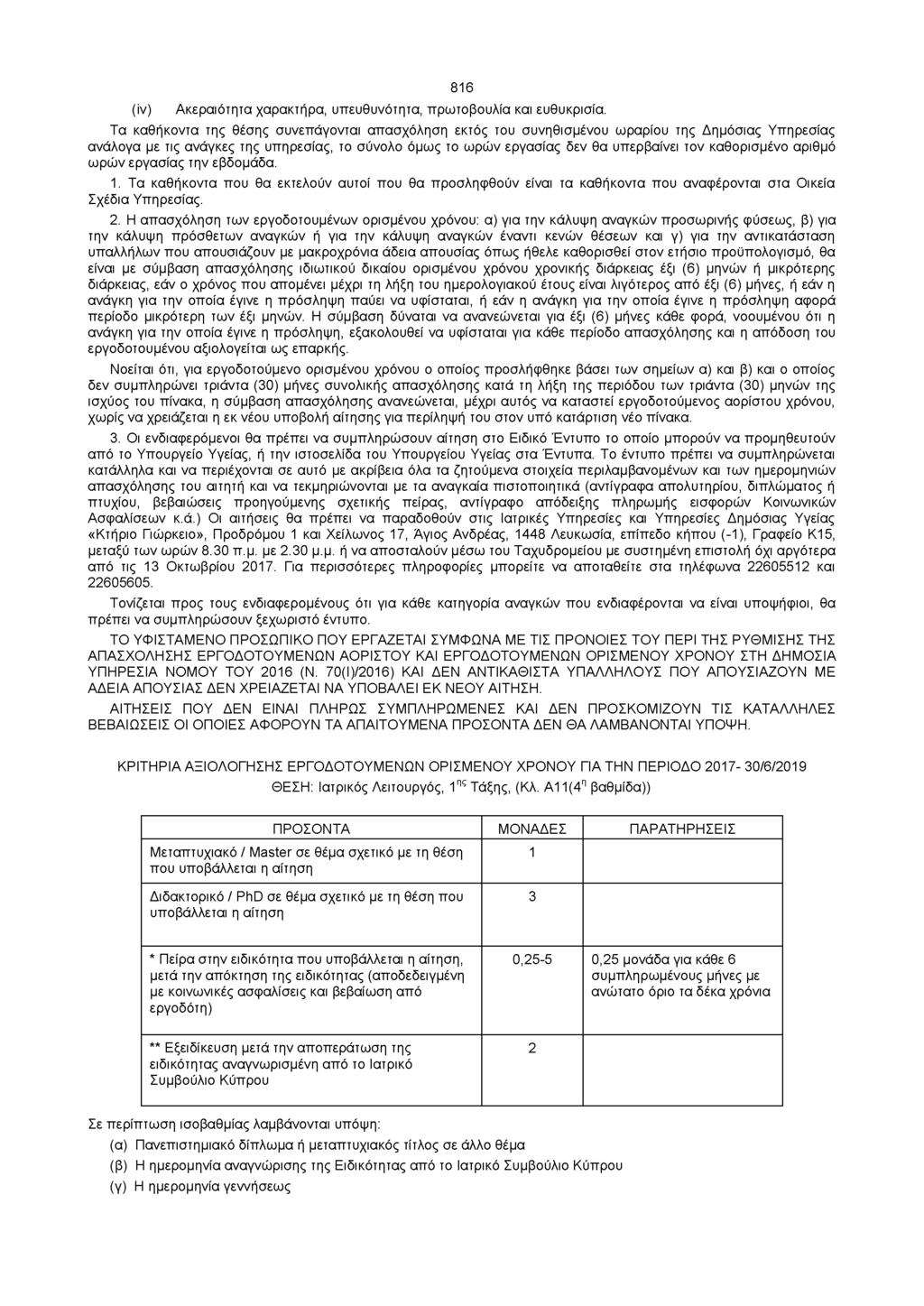 (iv) 816 Ακεραιότητα χαρακτήρα, υπευθυνότητα, πρωτοβουλία και ευθυκρισία.