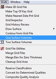 τη γραμμή εργαλείων η εντολή Grids και στη συνέχεια One Surface Volumes (78) και στη συνέχεια οι