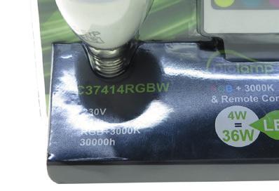 180O 45 x 80 mm 1/50 SMD LED Ball E27 Ra 80 RGBW G45427RGBW 4 RGB + 3000 300 180O 45 x 78 mm 1/50 SMD LED