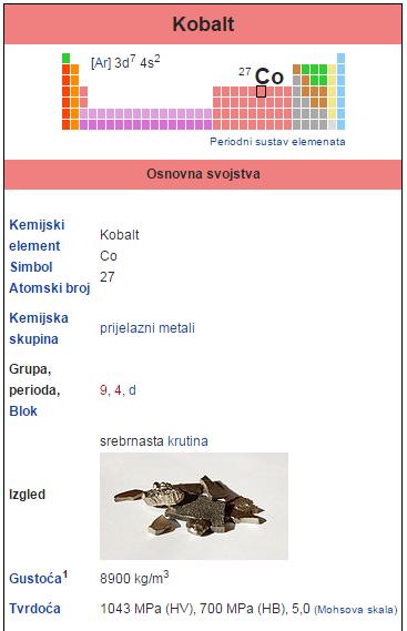 4.5 KOBALT (Co) Kobalt je kemijski element koji u periodnom sistemuu elemenata nosi simbol Co.
