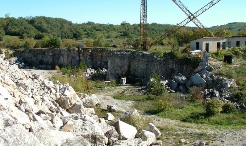 78 - otpornost na habanje po Böhme-u 14,3 cm 3 /50 cm 2 - upijanje vode 0,205 mas % - obujmna masa 2,694 t/m 3 - gustoća 2,705 t/m 3 Mineraloška determinacija: organogeni vapnenac Upotrebljivost za