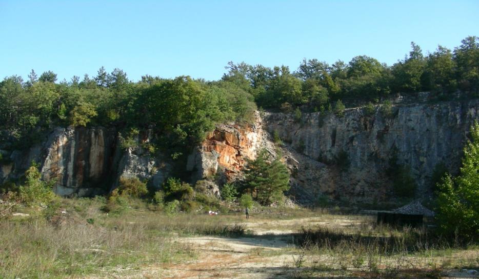Stijena je dosta visokog poroziteta. Zapadno od kamenoloma uočeni su tragovi boksita koji bi zbog spomenutog poroziteta, cirkulacijom u otopinama mogao utjecati na boju stijene.