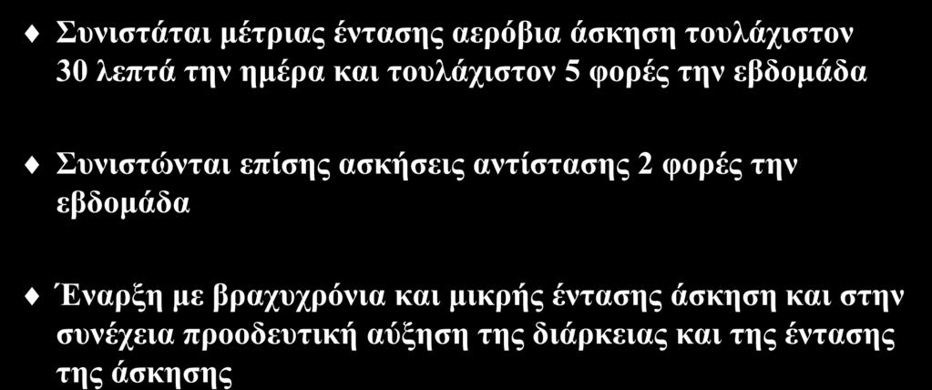 την εβδομάδα Έναρξη με βραχυχρόνια και μικρής έντασης άσκηση και στην συνέχεια