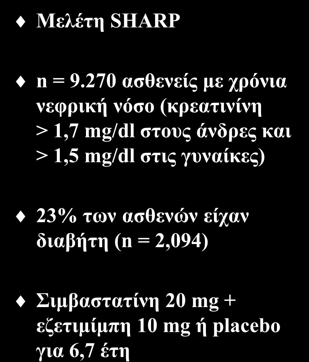 Εζετιμίμπη και καρδιαγγειακά συμβάματα Μελέτη SHARP n = 9.