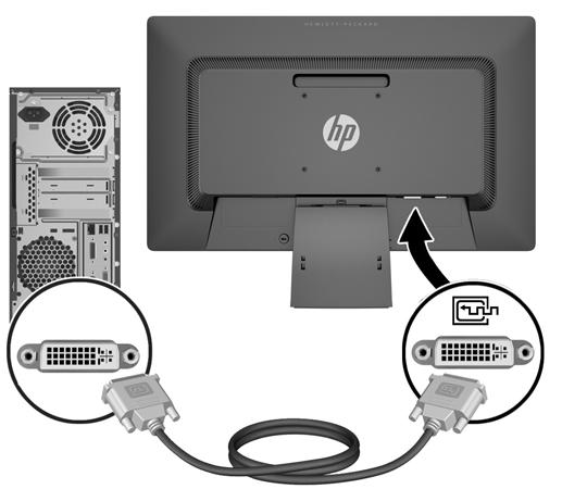 3. Συνδέστε καλώδιο σήματος VGA ή καλώδιο σήματος DVI-D. ΣΗΜΕΙΩΣΗ Η οθόνη έχει δυνατότητα υποστήριξης αναλογικής ή ψηφιακής εισόδου.