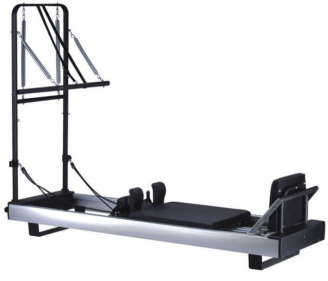 ALUMINIUM REFORMER WITH TOWER Anodized aluminium (6063) frame All metal parts made of stainless steel Gear system with 4 different positions.