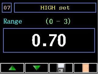 7)HIGH set Βήματα ρύθμισης μέγιστου ορίου πίεσης. 1. Πιέστε το πλήκτρο ρυθμίσεων, πάνω δεξία στην οθόνη (εικονίδιο εργαλεία). 2. Προχωρήστε στην επιλογή με αριθμό 07. 3.