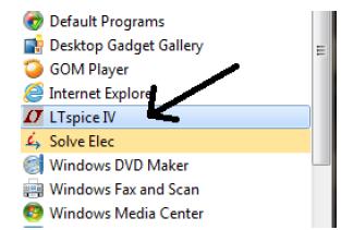 РАДНО ОКРУЖЕЊЕ Програм се може покренути из start/all Programs/ LTspice IV као што је