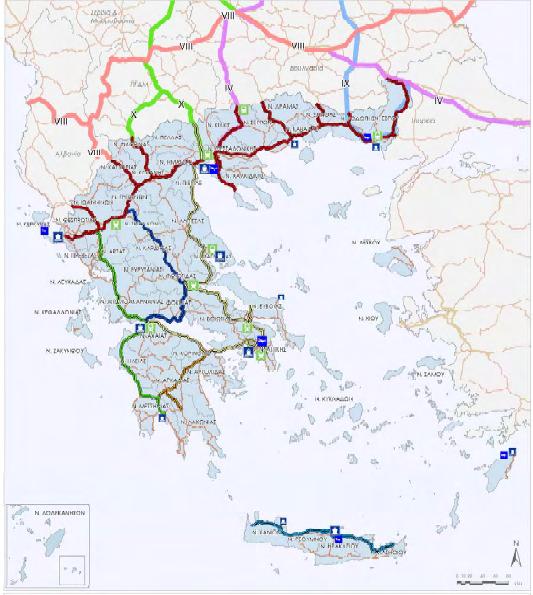 Κεφάλαιο 8 Χάρτης 8.1: Στρατηγικοί οδικοί άξονες της Ελ