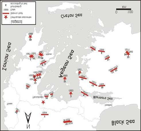Earthquake Fault Ruptures of the broader Aegean Region as Quantitative Input to Seismic Hazard Assessment 7,5 7,0 Ms 6,5 6,0 m orphogenic ethqs 5,5 5,0 not m orphogenic ethqs 4,5 0 20 40 60 80 100